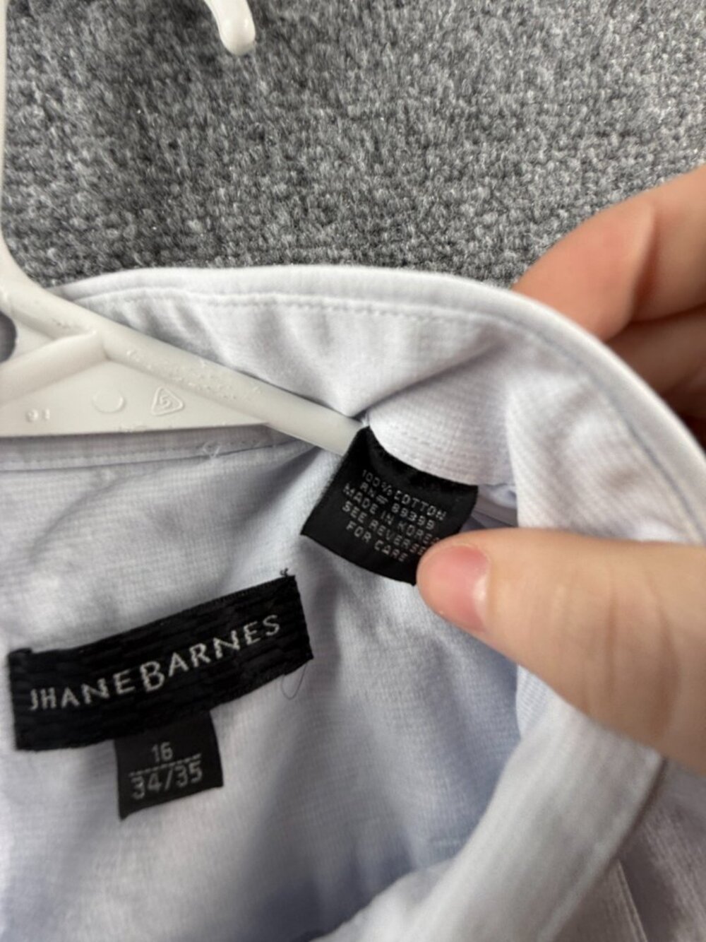 Jhane Barnes Point 16 34/35 Cotton Blue Pocket Solid Men Shirt Button Up Adult - Picture 4 of 10